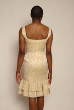 60s Gold Brocade Bombshell Dress