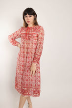 70s Red Gauze Cotton Dress