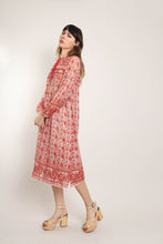 70s Red Gauze Cotton Dress
