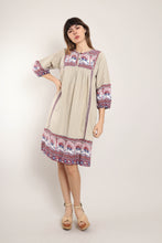 70s Bird Print Cotton Dress