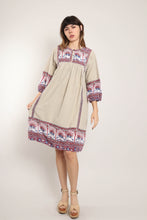 70s Bird Print Cotton Dress