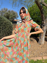 70s Floral Hippie Dress With Scarf