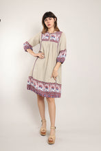 70s Bird Print Cotton Dress