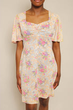 70s Flutter Sleeve Bird Print Dress