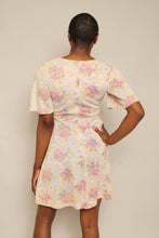 70s Flutter Sleeve Bird Print Dress