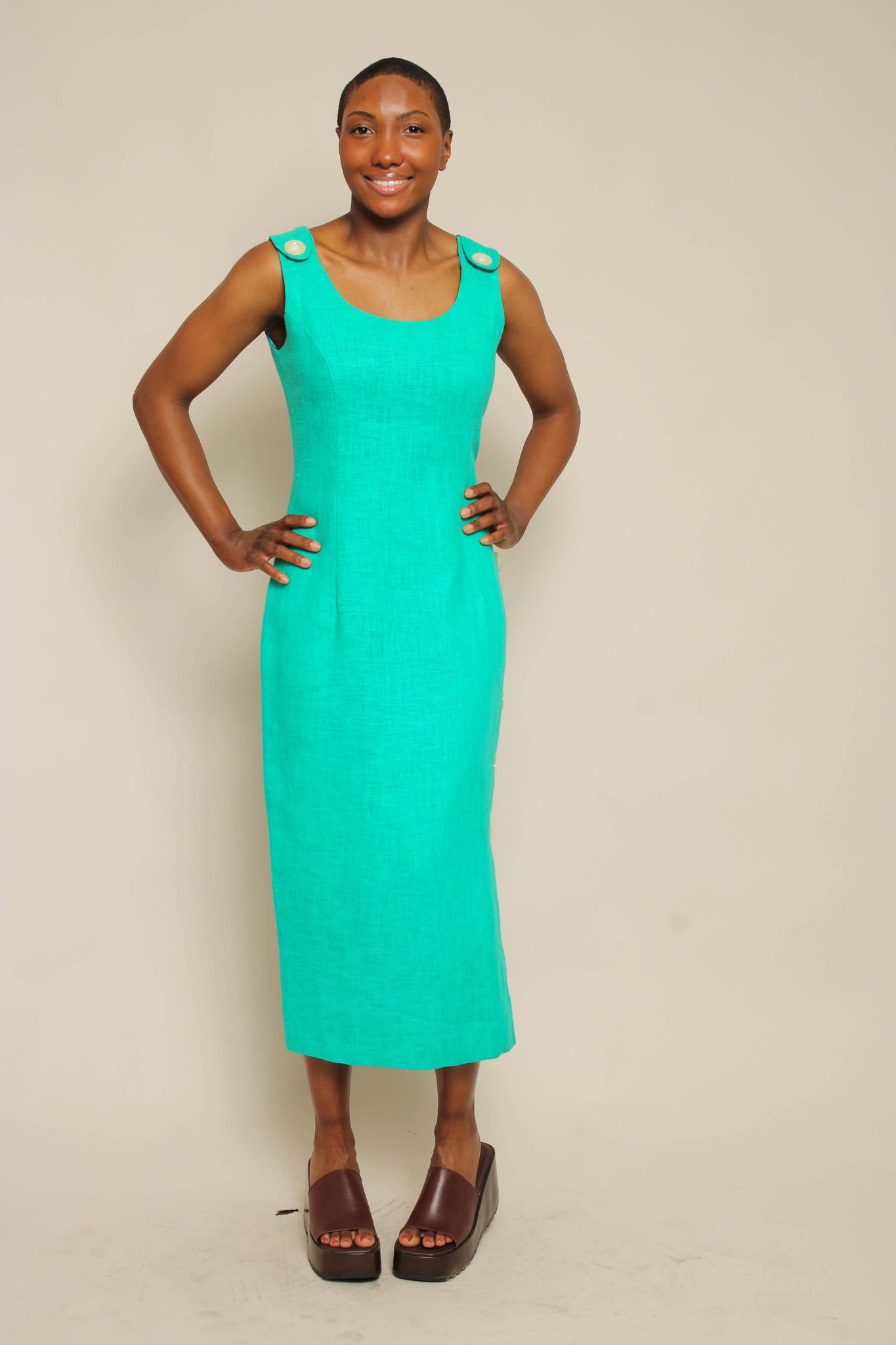 80s Turquoise Side Button Dress – Luxie Vintage