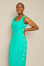80s Turquoise Side Button Dress