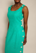 80s Turquoise Side Button Dress