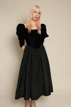 80s Gunne Sax By Jessica McClintock Black Velvet & Taffeta Dress