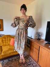 80s Silk Puff Sleeve Dress