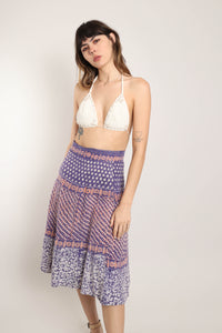 70s Block Print Wrap Skirt