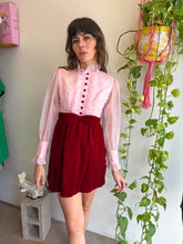 1960s Maroon Velvet & Chiffon Tuxedo Mini Dress - XS