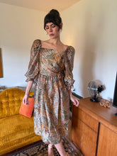 80s Silk Puff Sleeve Dress