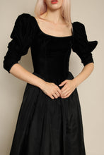 80s Gunne Sax By Jessica McClintock Black Velvet & Taffeta Dress
