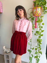 1960s Maroon Velvet & Chiffon Tuxedo Mini Dress - XS
