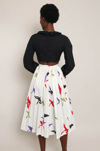 50s Crane Print Skirt