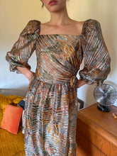 80s Silk Puff Sleeve Dress