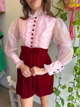 1960s Maroon Velvet & Chiffon Tuxedo Mini Dress - XS