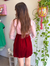 1960s Maroon Velvet & Chiffon Tuxedo Mini Dress - XS