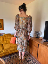 80s Silk Puff Sleeve Dress