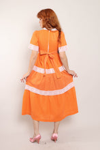 70s Orange Prairie Dress