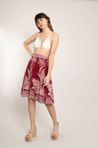 70s Bird Print Wrap Skirt