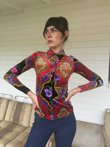 90s Betsey Johnson Paisley Velvet Shirt