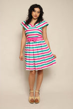 80s Lanz Striped Dress With Collar