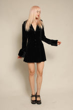 1990s Black Velvet Babydoll Mini Dress With Faux Fur Trim