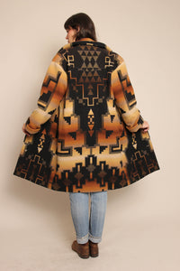 90s Brown Southwestern Wool Coat