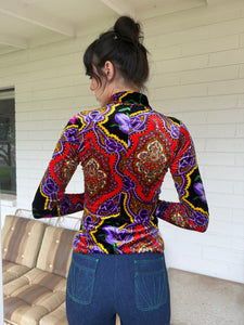 90s Betsey Johnson Paisley Velvet Shirt