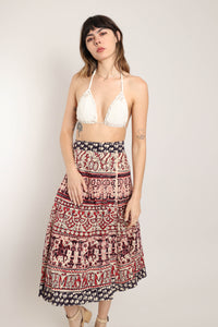 70s Knight & Elephant Wrap Skirt