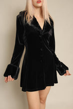 1990s Black Velvet Babydoll Mini Dress With Faux Fur Trim