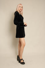 1990s Black Velvet Babydoll Mini Dress With Faux Fur Trim