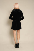 1990s Black Velvet Babydoll Mini Dress With Faux Fur Trim