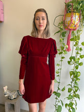 1960s Maroon Velvet Mini Dress With Juliet Sleeves - XXS