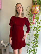 1960s Maroon Velvet Mini Dress With Juliet Sleeves - XXS