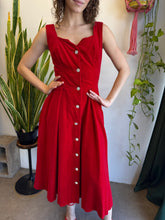 50s Red Velvet Party Dress