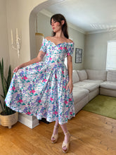 80s Cotton Floral Tea Dress