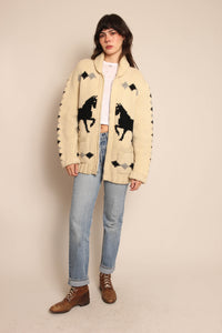 60s Horse Print Cowichan Sweater