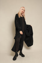 1980s Black Draped Dolman Sleeve Avant Garde Duster Jacket
