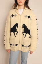 60s Horse Print Cowichan Sweater