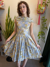 50s Floral Cotton Dress With Sequined Collar