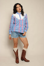 80s Pastel Plaid Western Shirt