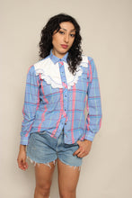80s Pastel Plaid Western Shirt