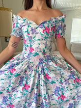 80s Cotton Floral Tea Dress