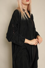 1980s Black Draped Dolman Sleeve Avant Garde Duster Jacket