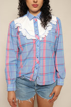 80s Pastel Plaid Western Shirt