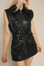 90s Bebe Black Leather Motorcycle Vest With Belt