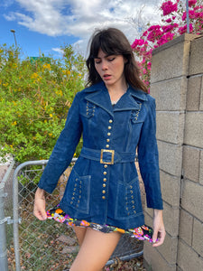 60s Lace Up Blue Suede Jacket